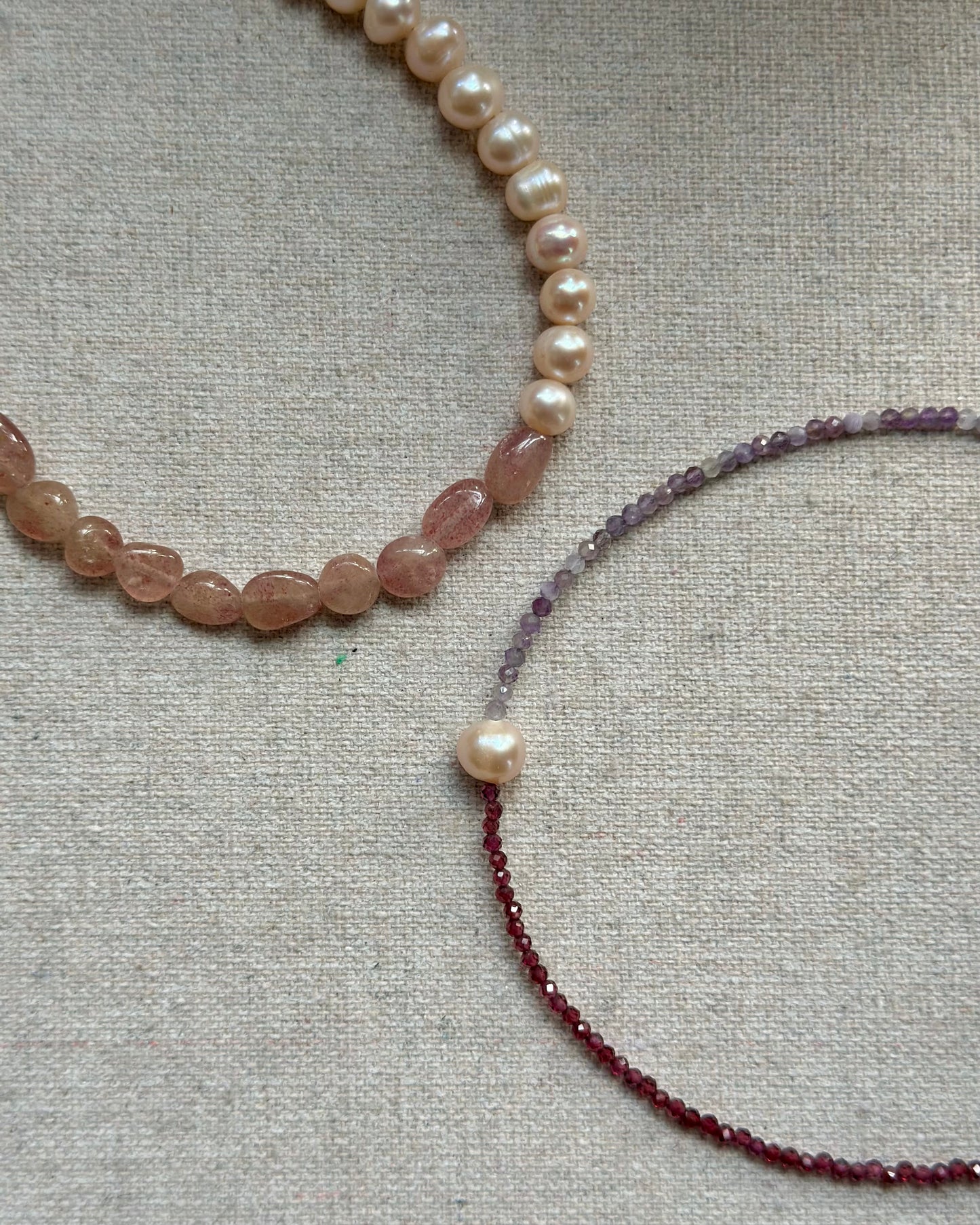 Garnet Mixed Amethyst And Freshwater Pearl Beaded Necklace