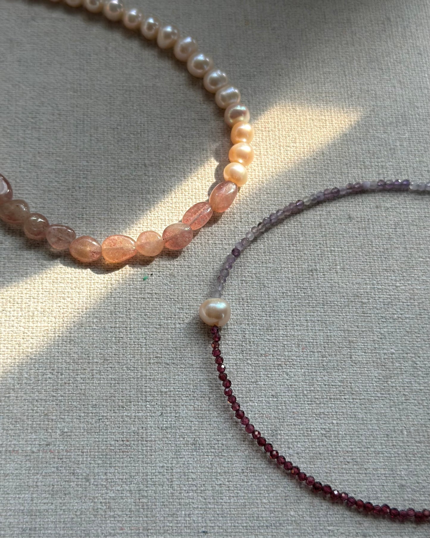 Garnet Mixed Amethyst And Freshwater Pearl Beaded Necklace