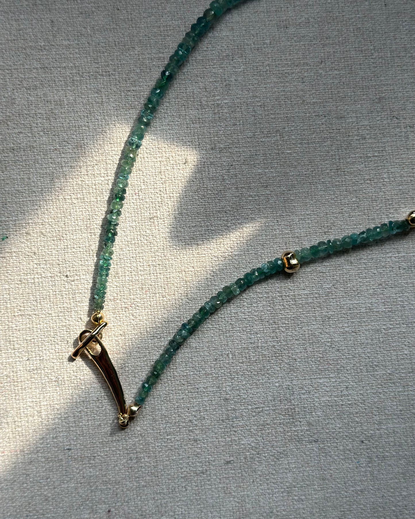 Emerald Beaded Hoop Toggle Necklace