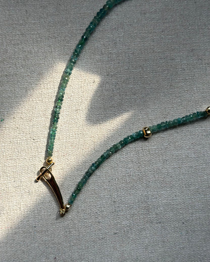 Emerald Beaded Hoop Toggle Necklace