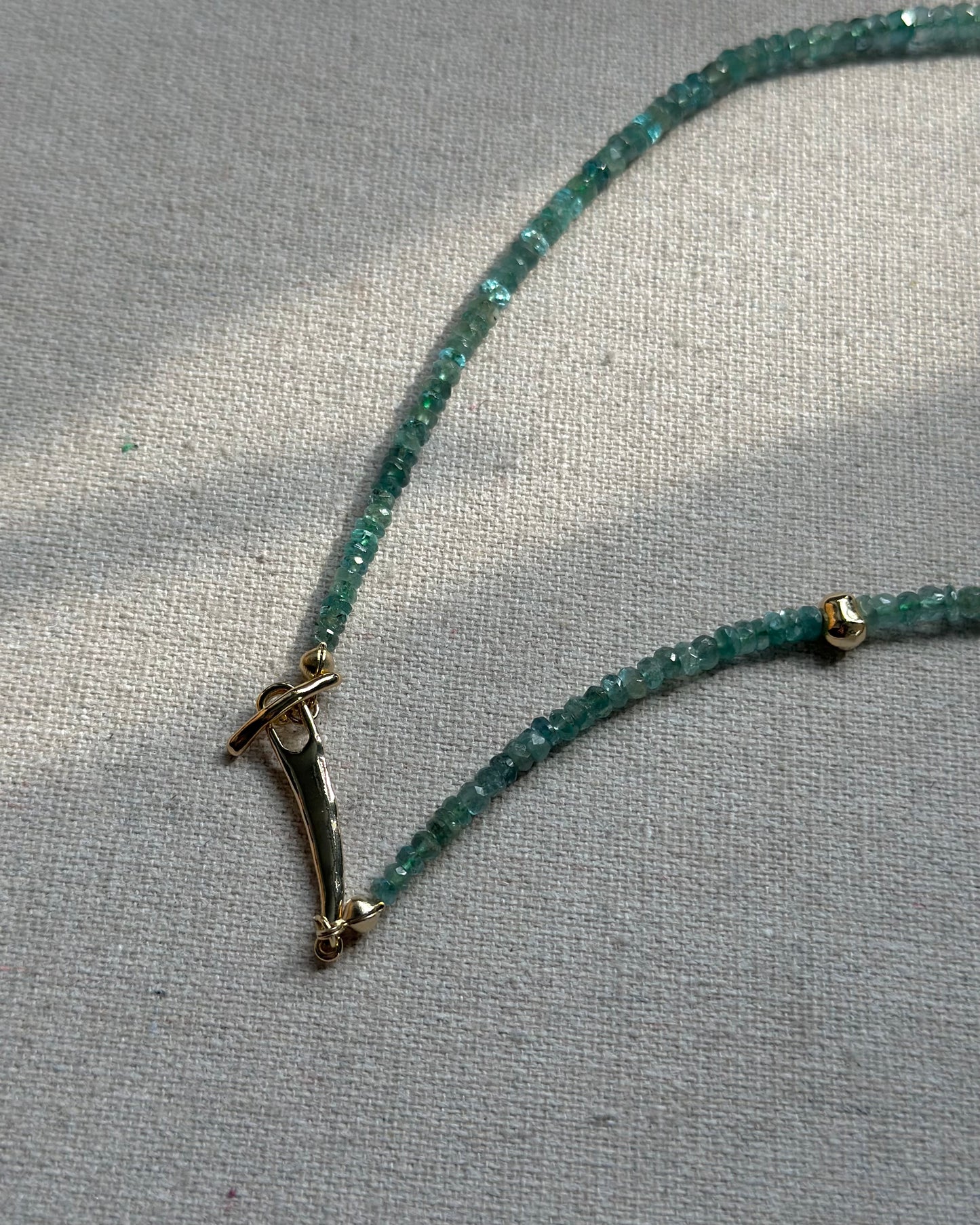 Emerald Beaded Hoop Toggle Necklace
