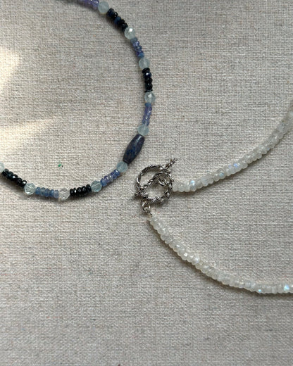 Moonstone Beaded Hoop Toggle Necklace