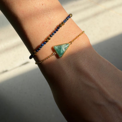 Lapis Beaded Adjustable Gold-plated Bracelet