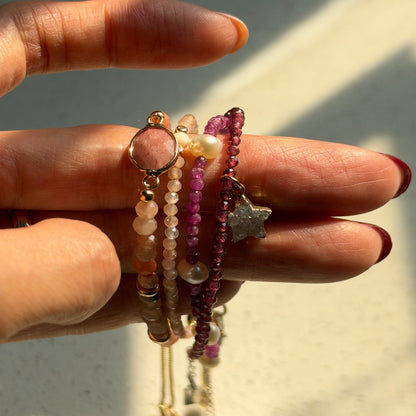 Sunstone Beaded Adjustable Gold-plated Bracelet