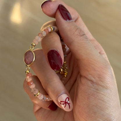 Sunstone Beaded Adjustable Gold-plated Bracelet