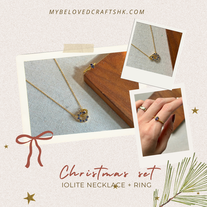 CHRISTMAS SET (2 ITEMS) Iolite Necklace & Ring