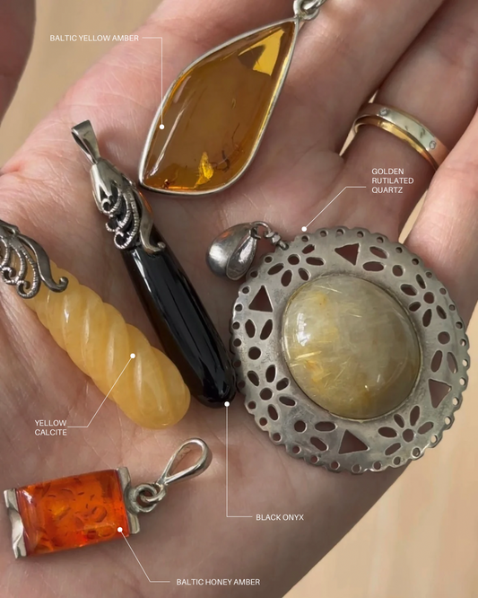 Oval Golden Rutilated Quartz Cabonchon Sterling Silver Pendant