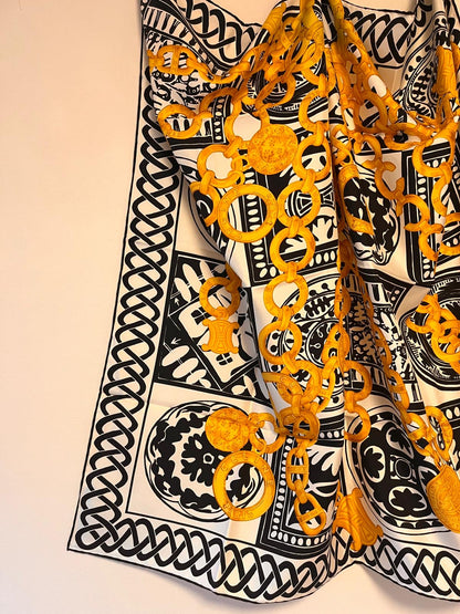 CELINE PARIS Vintage Coins And Chains Printed Scarf