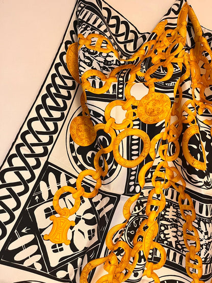 CELINE PARIS Vintage Coins And Chains Printed Scarf