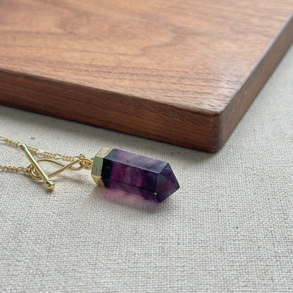 Fluorite Hoop Toggle Gold-plated Long Necklace