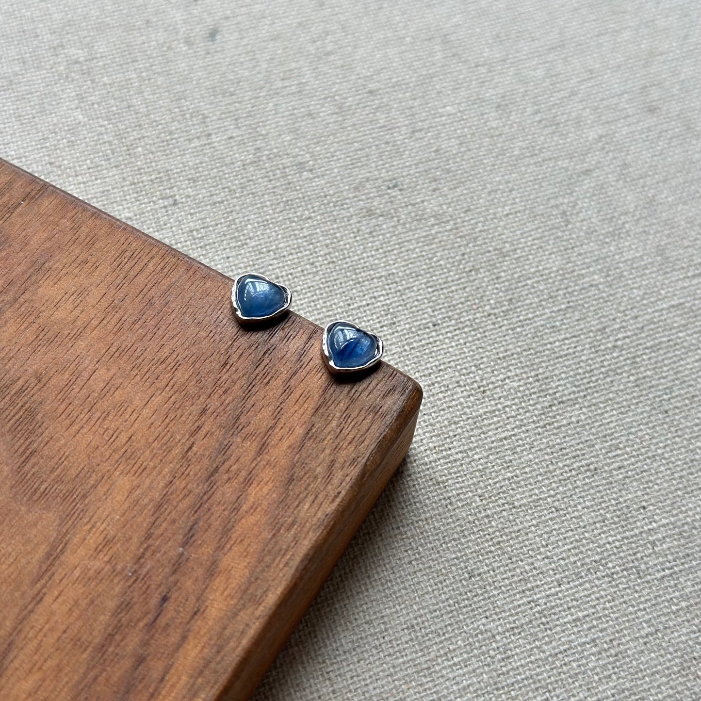 Kyanite Heart Sterling Silver Ear Stud