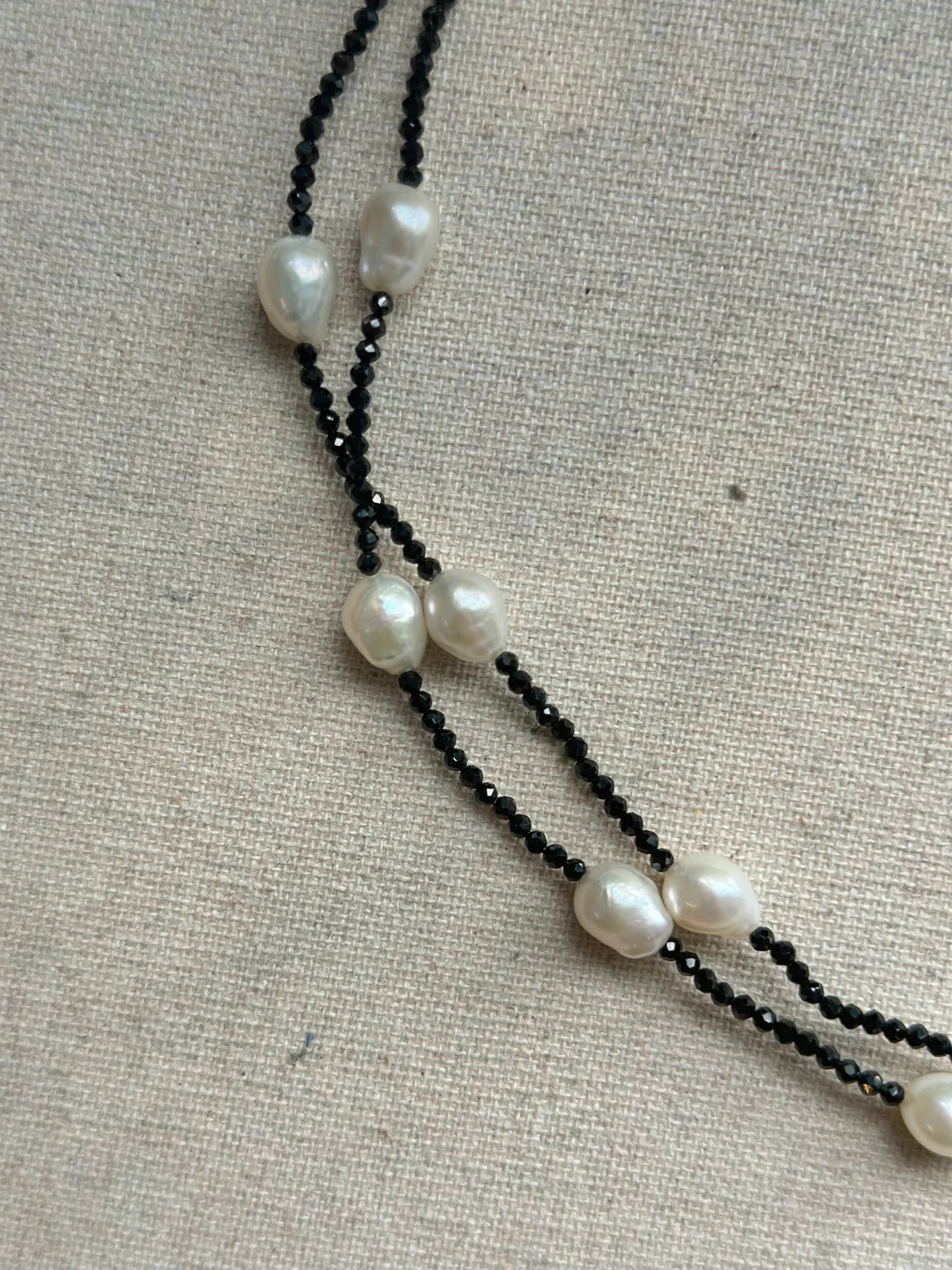 Multi-way Black Spinel And Freshwater Pearl Beaded Long Necklace