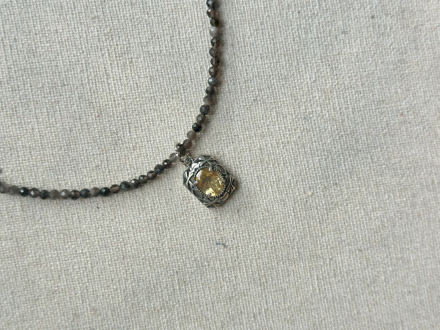 Moonstone Beaded And Citrine Pendant Two-way Necklace