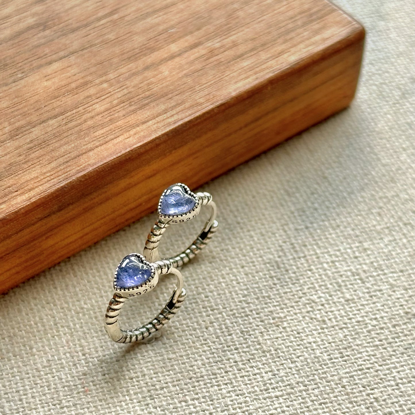 Tanzanite Heart Cabochon Sterling Silver Ear Hoop