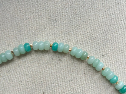 Amazonite And Baroque Freshwater Pearl Beaded Choker Necklace