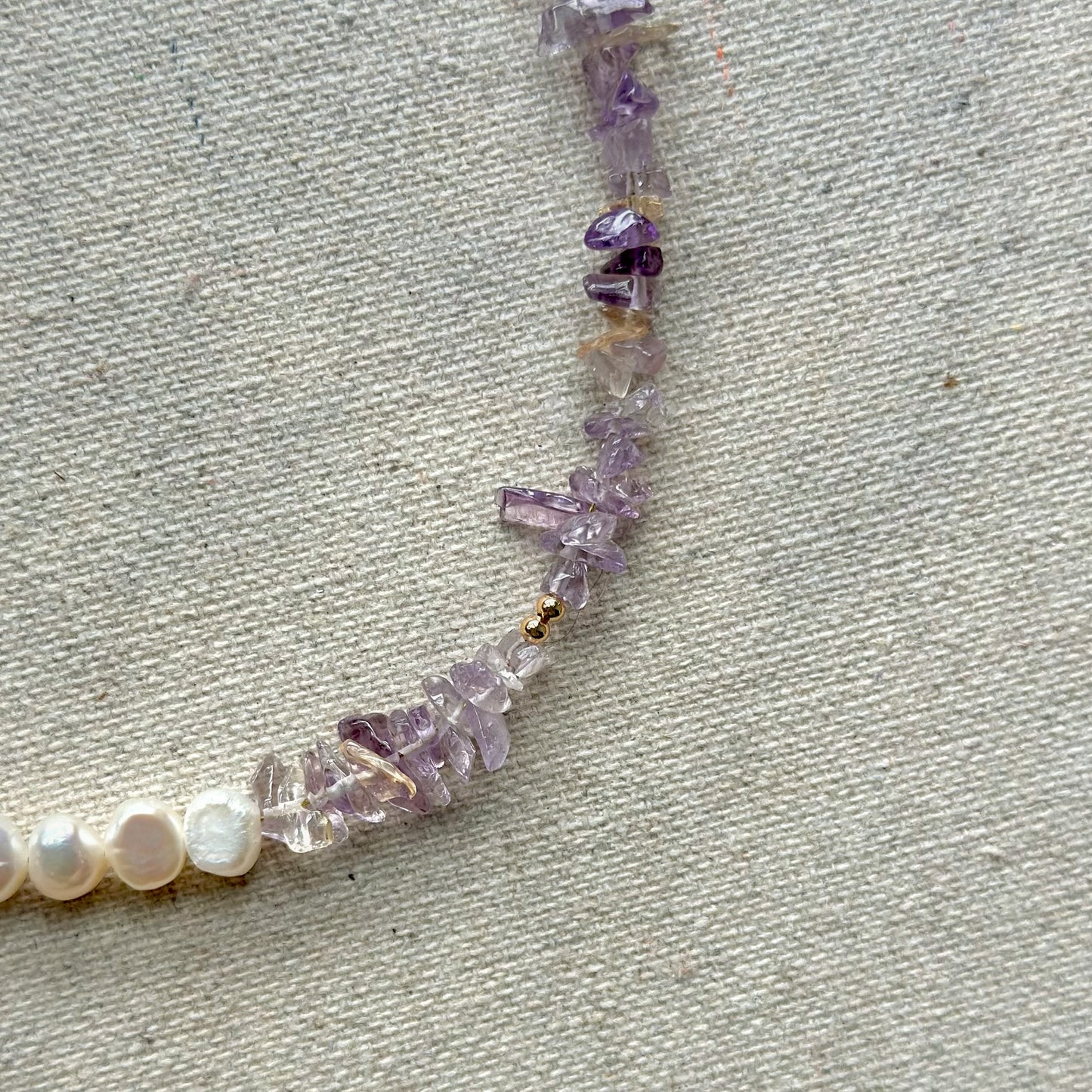 Two-way Amethyst And Ameterine Mixed Freshwater Pearl Beaded Necklace