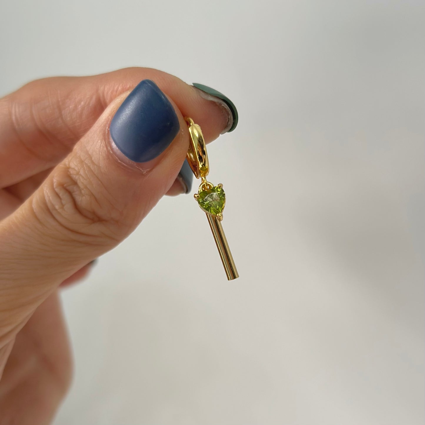 Heart Peridot Dangling Gold-plated Ear Hoop