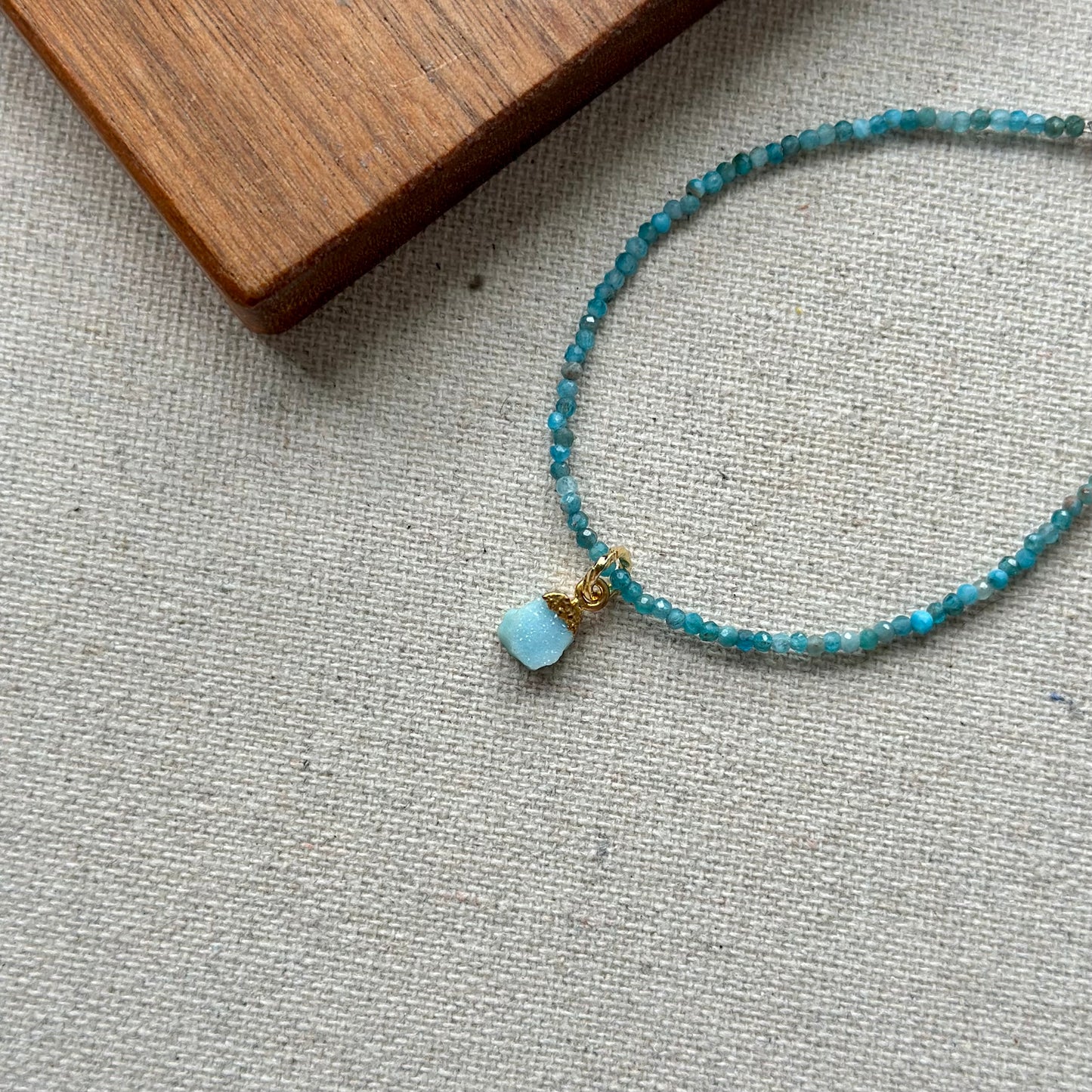 Apatite And Druzy Beaded Bracelet