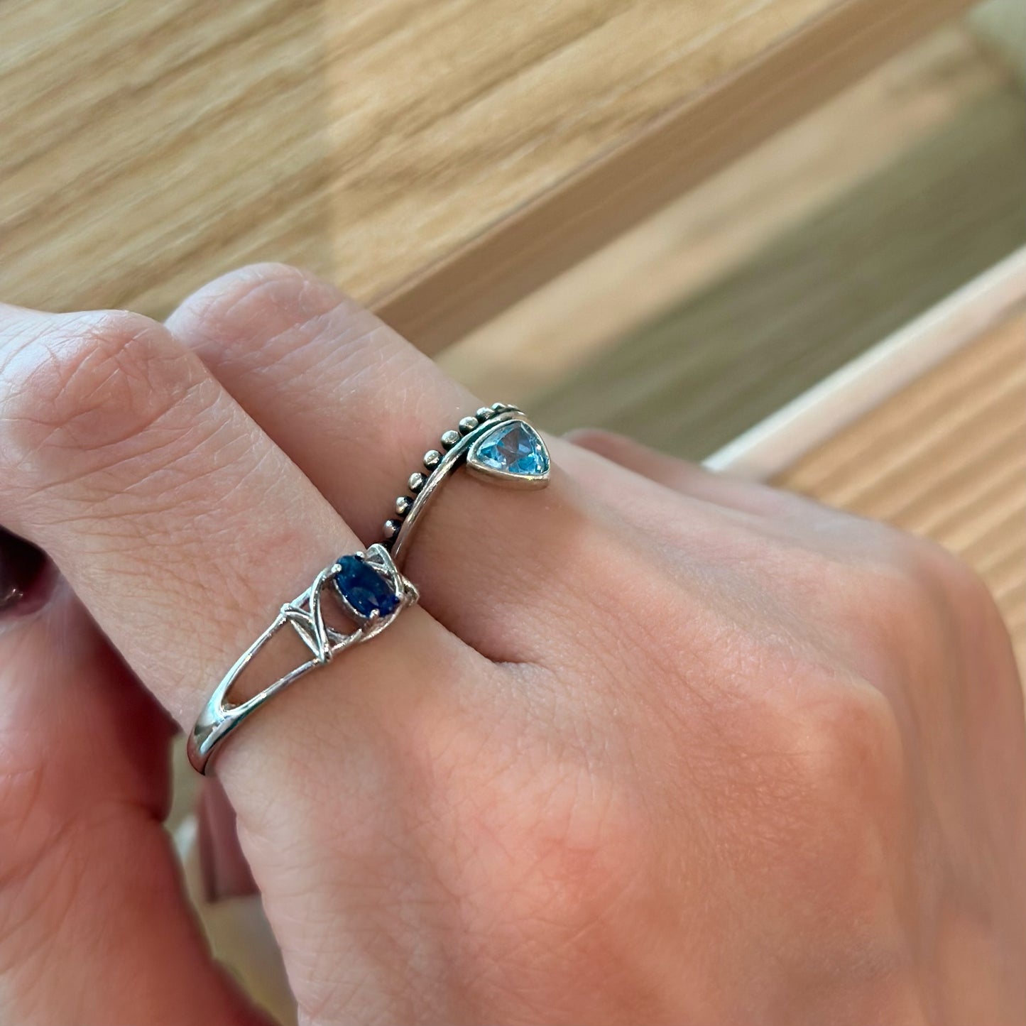 Sapphire Cross Adjustable Sterling Silver Ring