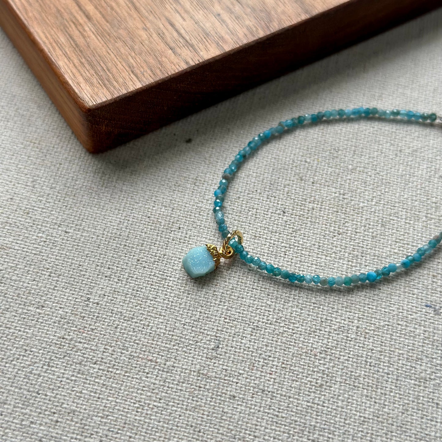 Apatite And Druzy Beaded Bracelet