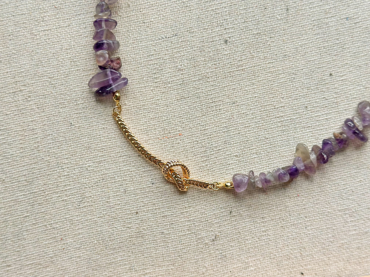 Amethyst Beaded Gold-plated Necklace