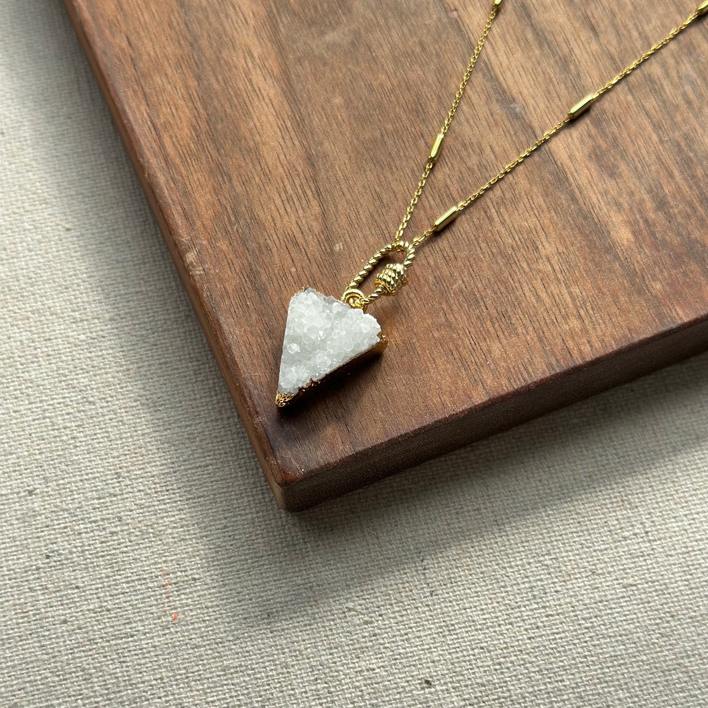 Druzy Triangle Gold-plated Sterling Silver Necklace