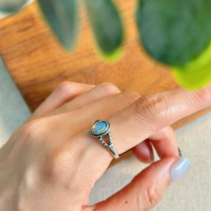 Opal Split Adjustable Sterling Silver Ring