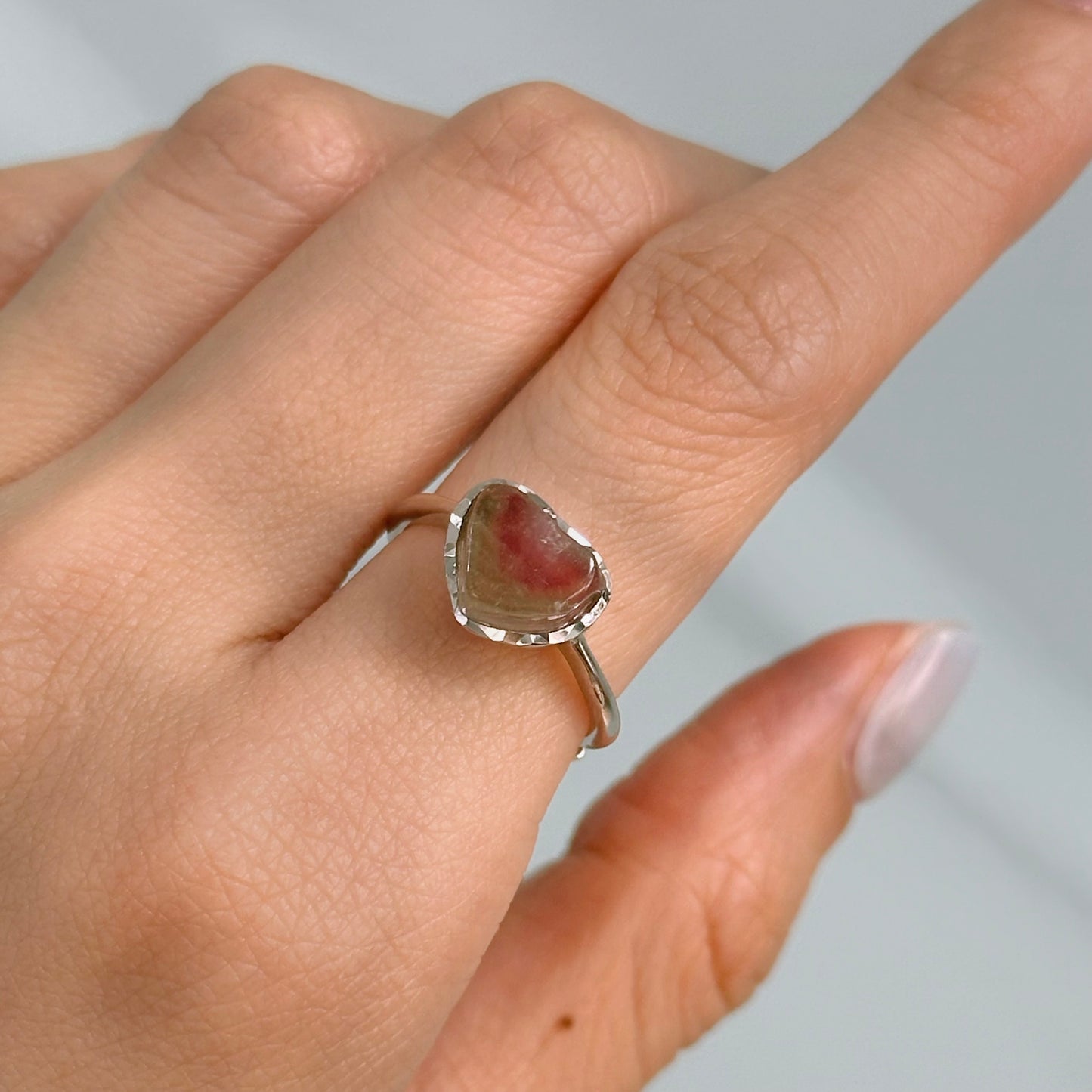 Watermelon Tourmaline Sterling Silver Ring