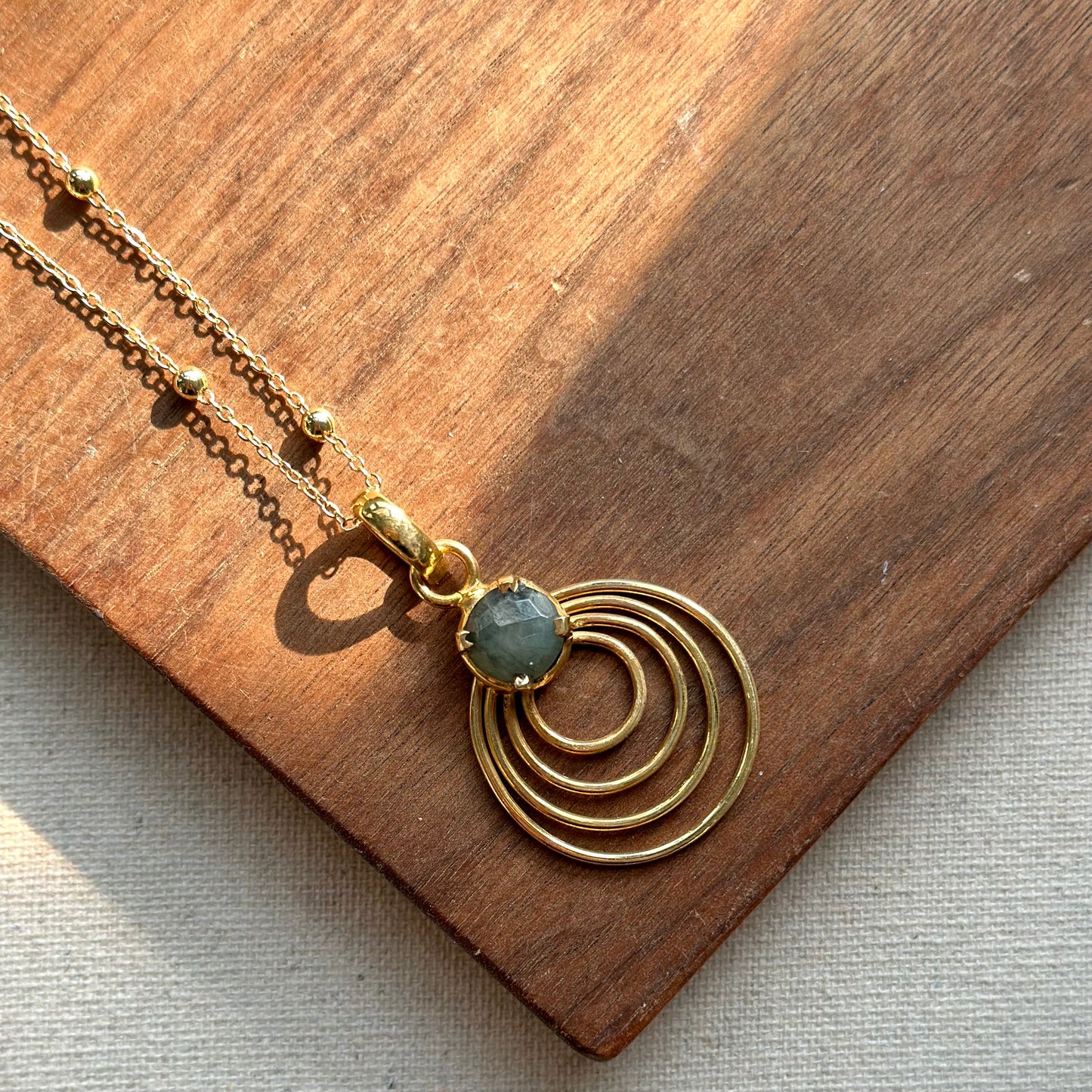 Labradorite Gold-plated Dotty Chain Long Necklace