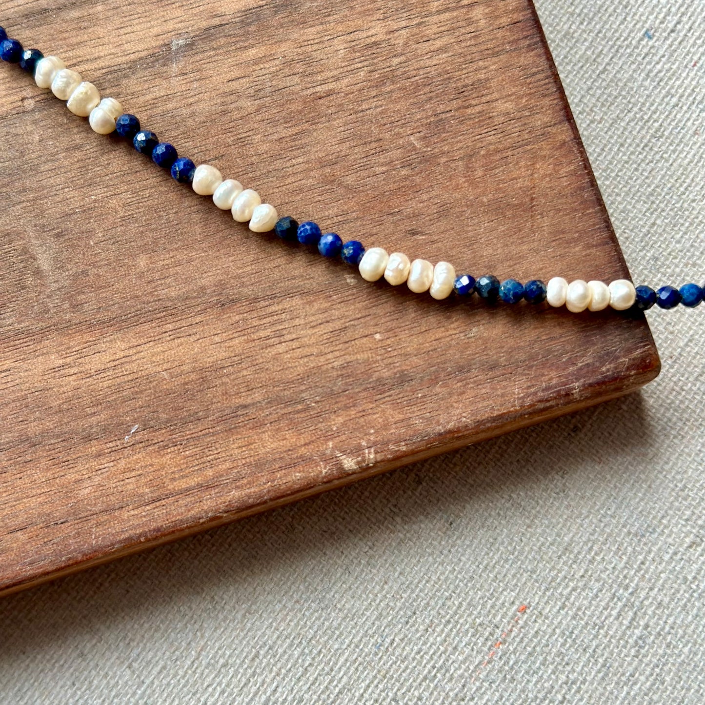 Lapis And Freshwater Pearls Beaded Bracelet