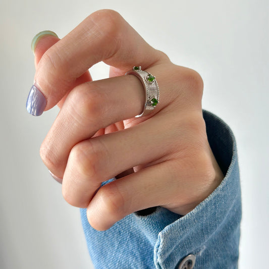 Diopside Adjustable Sterling Silver Ring