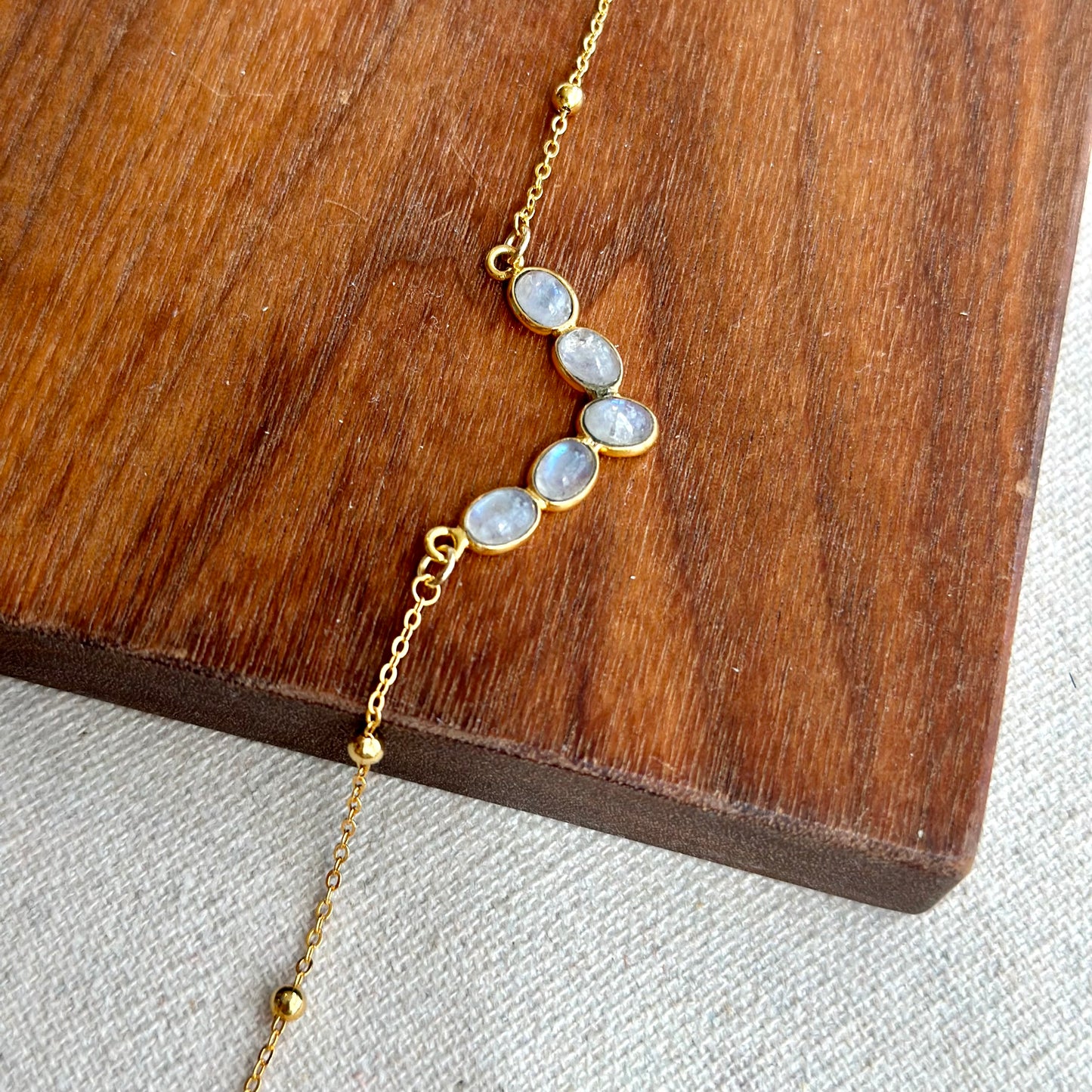 Moonstones V-shaped Dotty Chain Gold-plated Sterling Silver Necklace