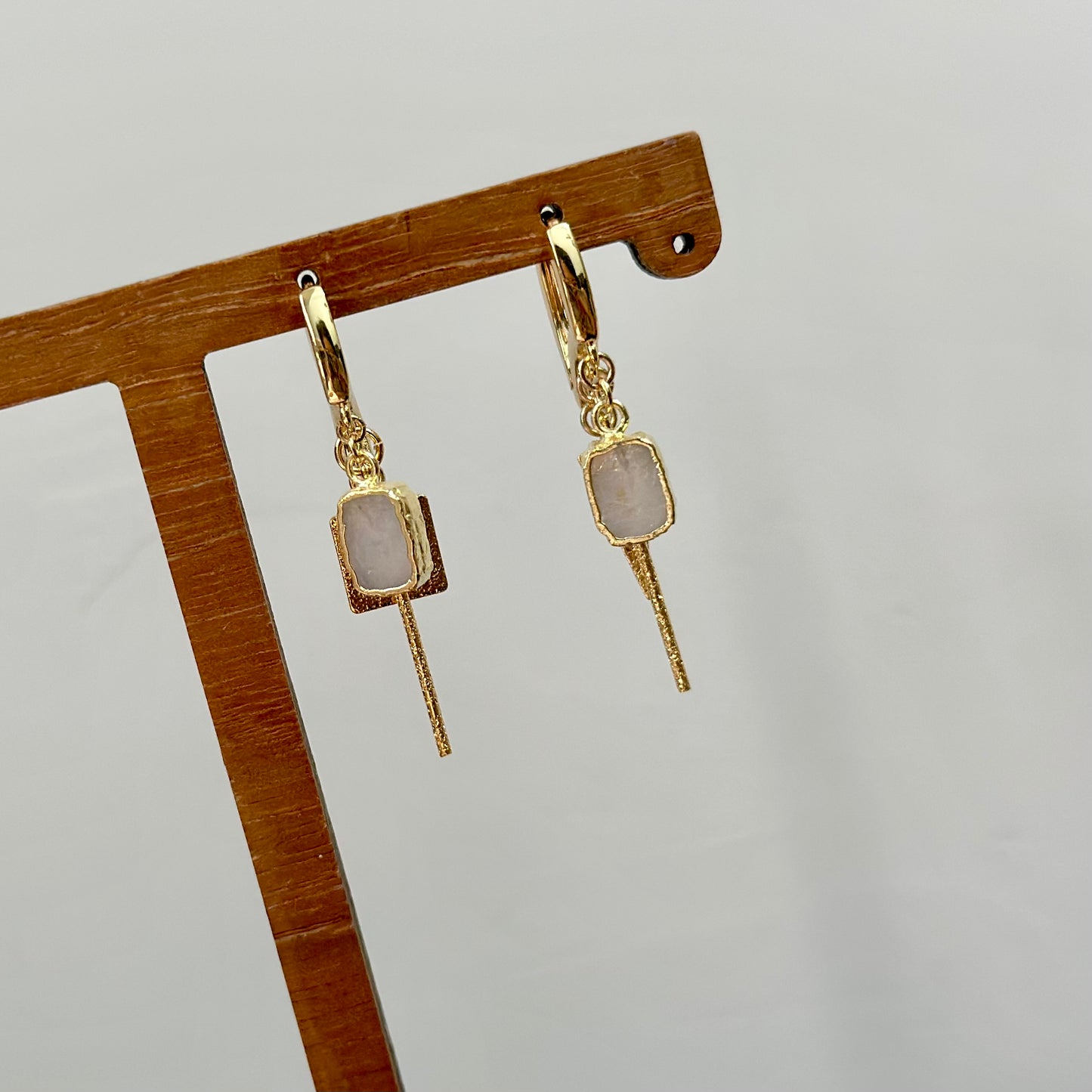 Moonstone Dangling Gold-plated Ear Hoop