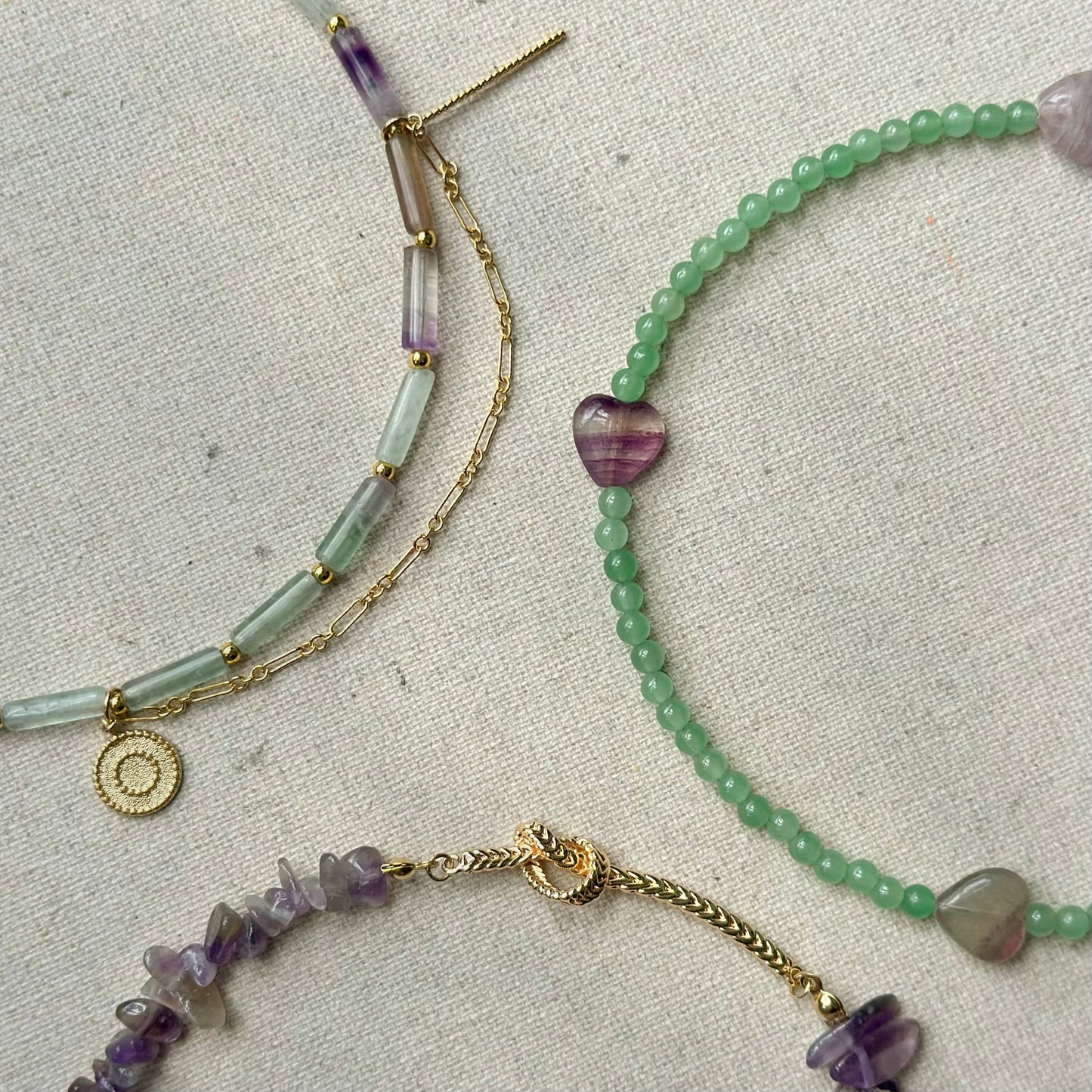 Flourite Beaded And Dangling Gold-plated Necklace