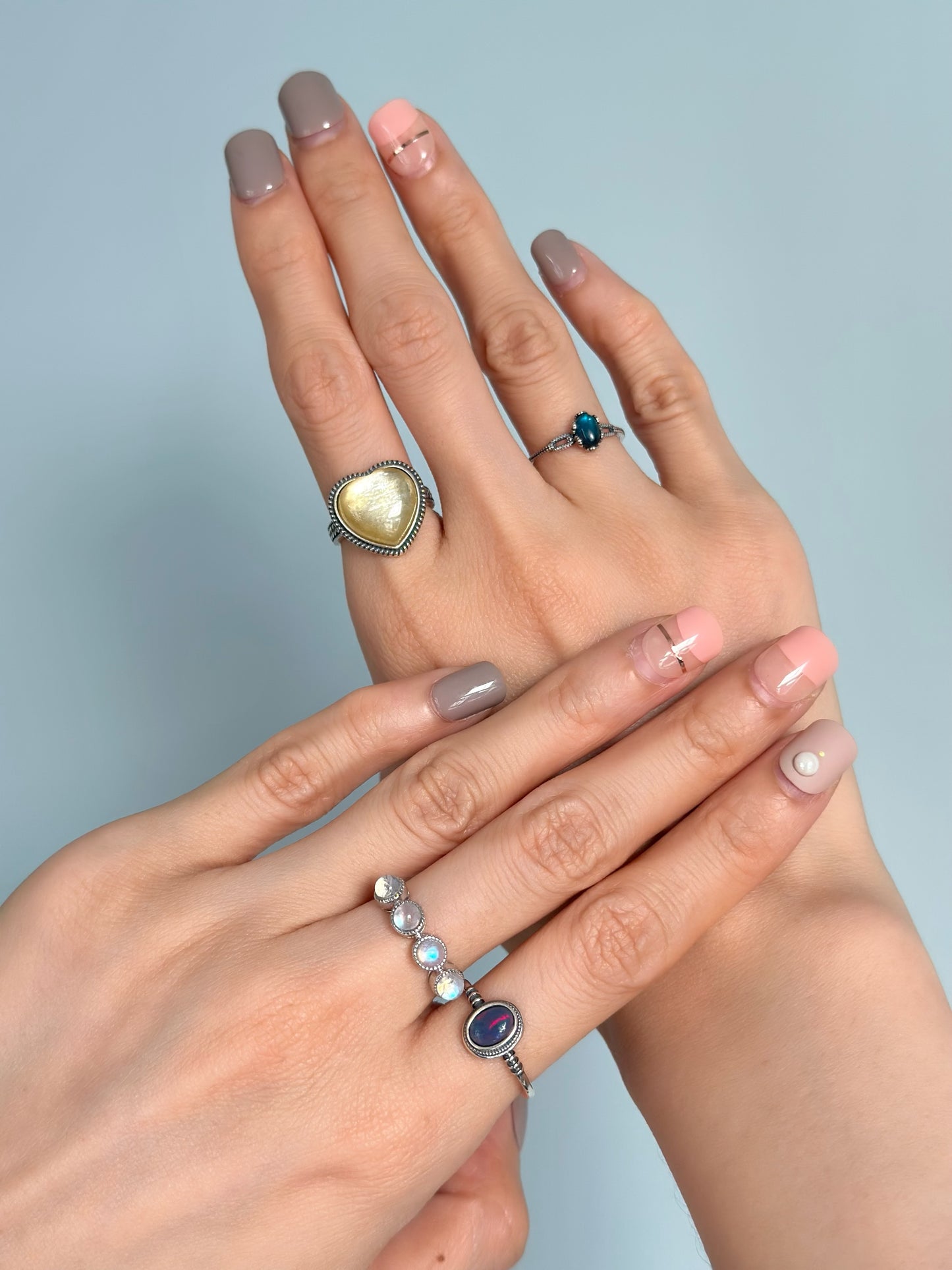 Moonstone June Birthstone Eternity Adjustable Gold-plated Sterling Silver Ring