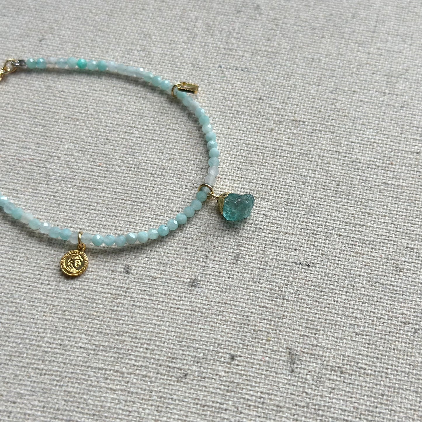 Amazonite Beaded And Apatite Bracelet