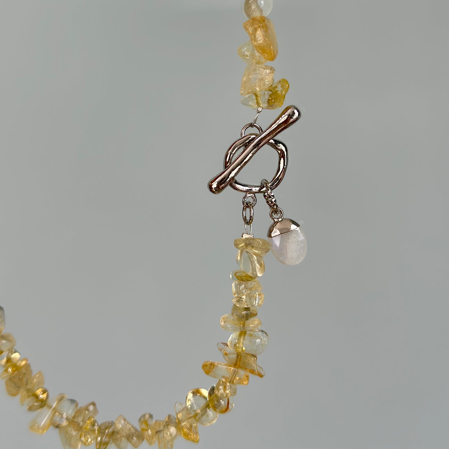 Citrine Beaded And Moonstone Hoop Toggle Necklace