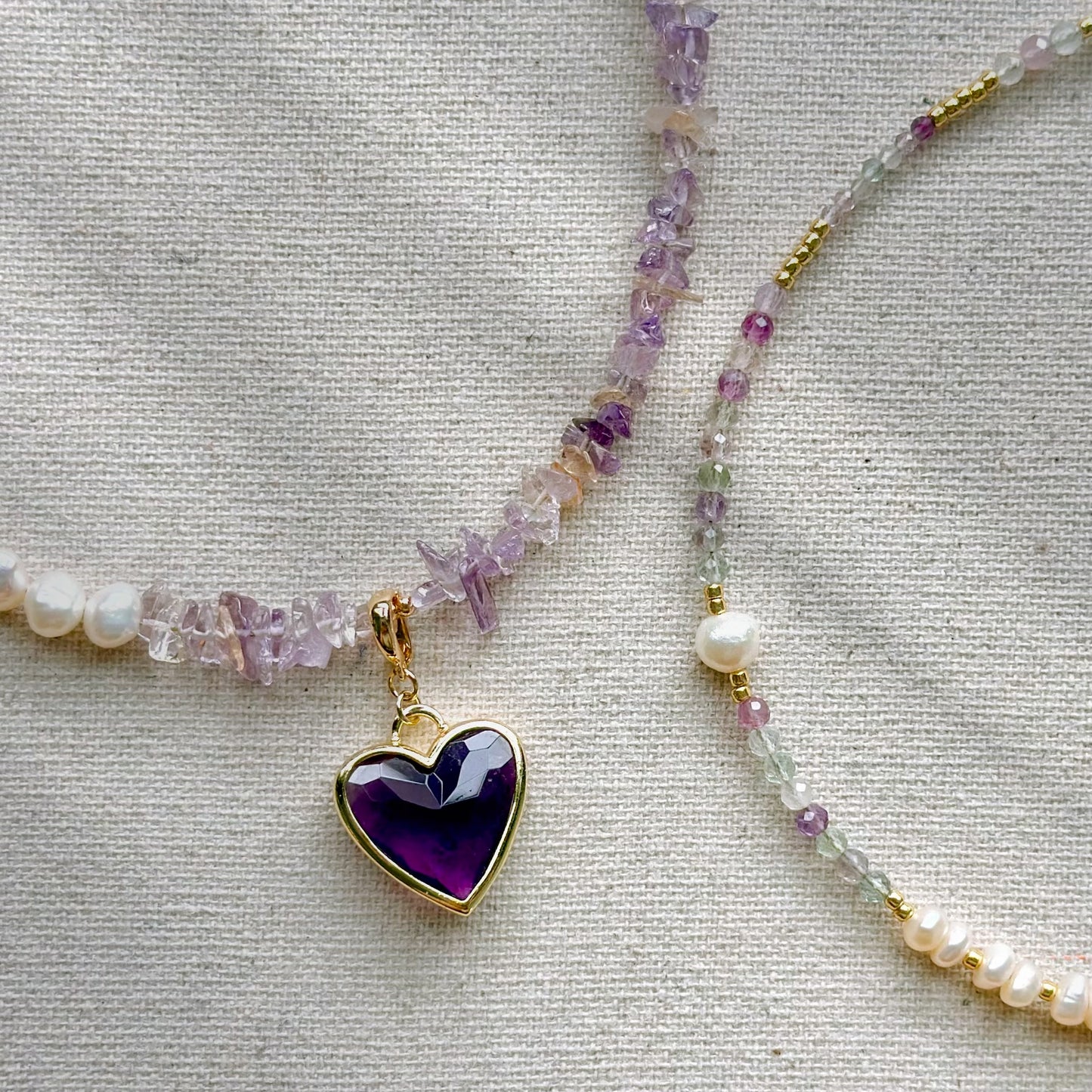 Two-way Amethyst And Ameterine Mixed Freshwater Pearl Beaded Necklace