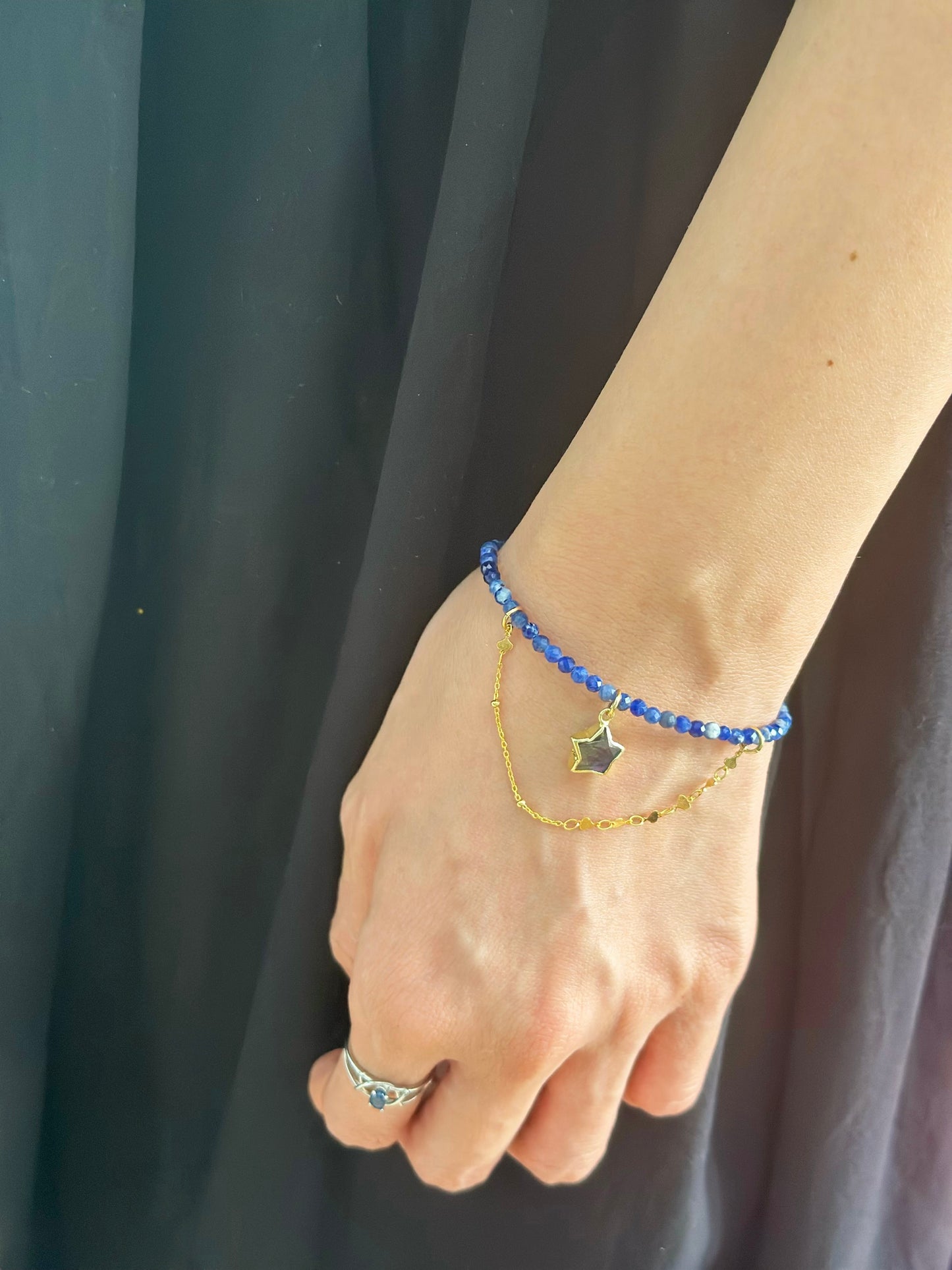 Sodalite Beaded And Labradorite Star Bracelet