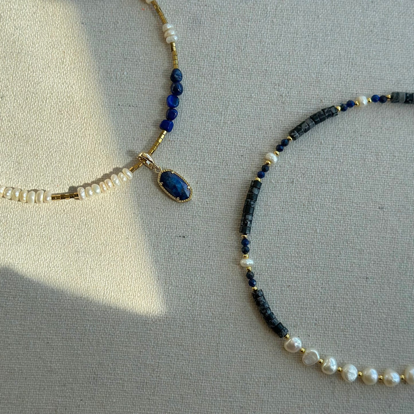 Dalmatian Jasper Mixed Lapis And Freshwater Pearl Beaded Necklace