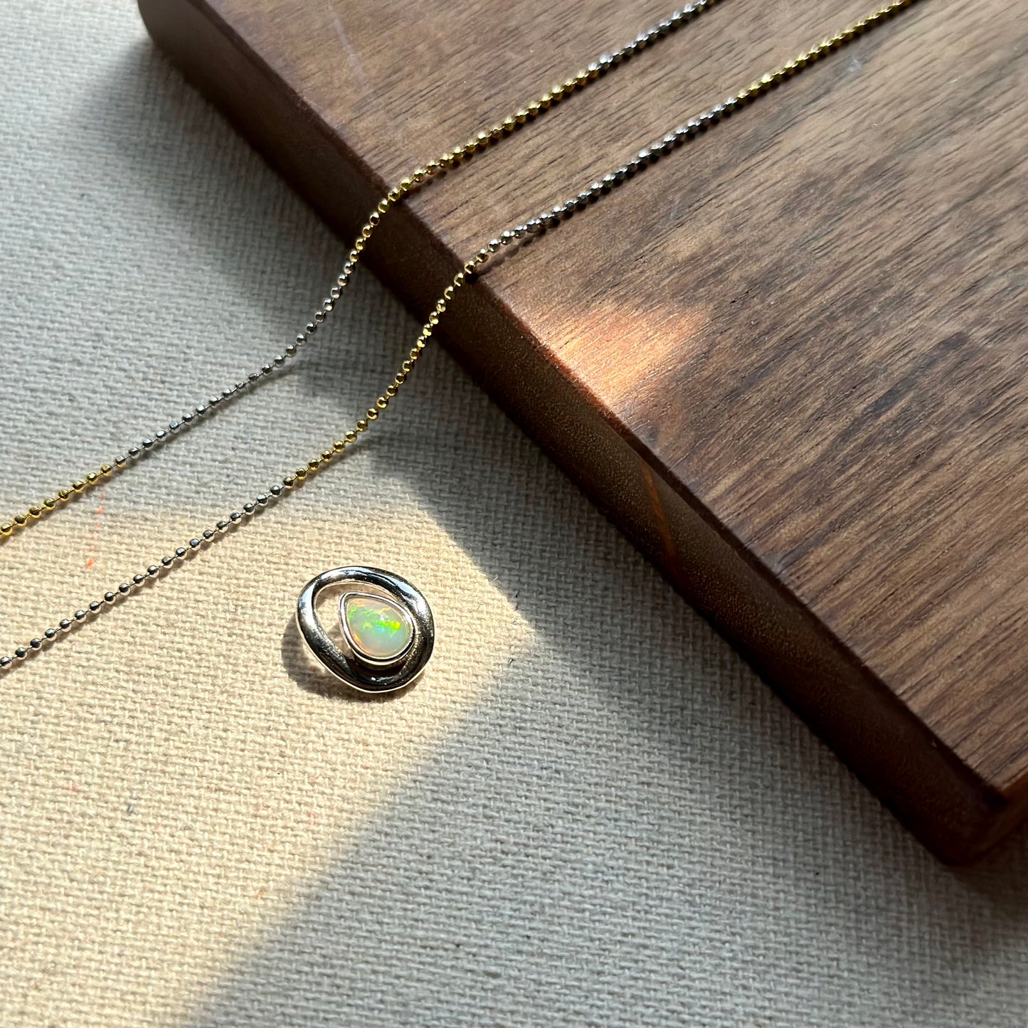 Opal Pendant Two Tone Gold-plated Sterling Silver Necklace