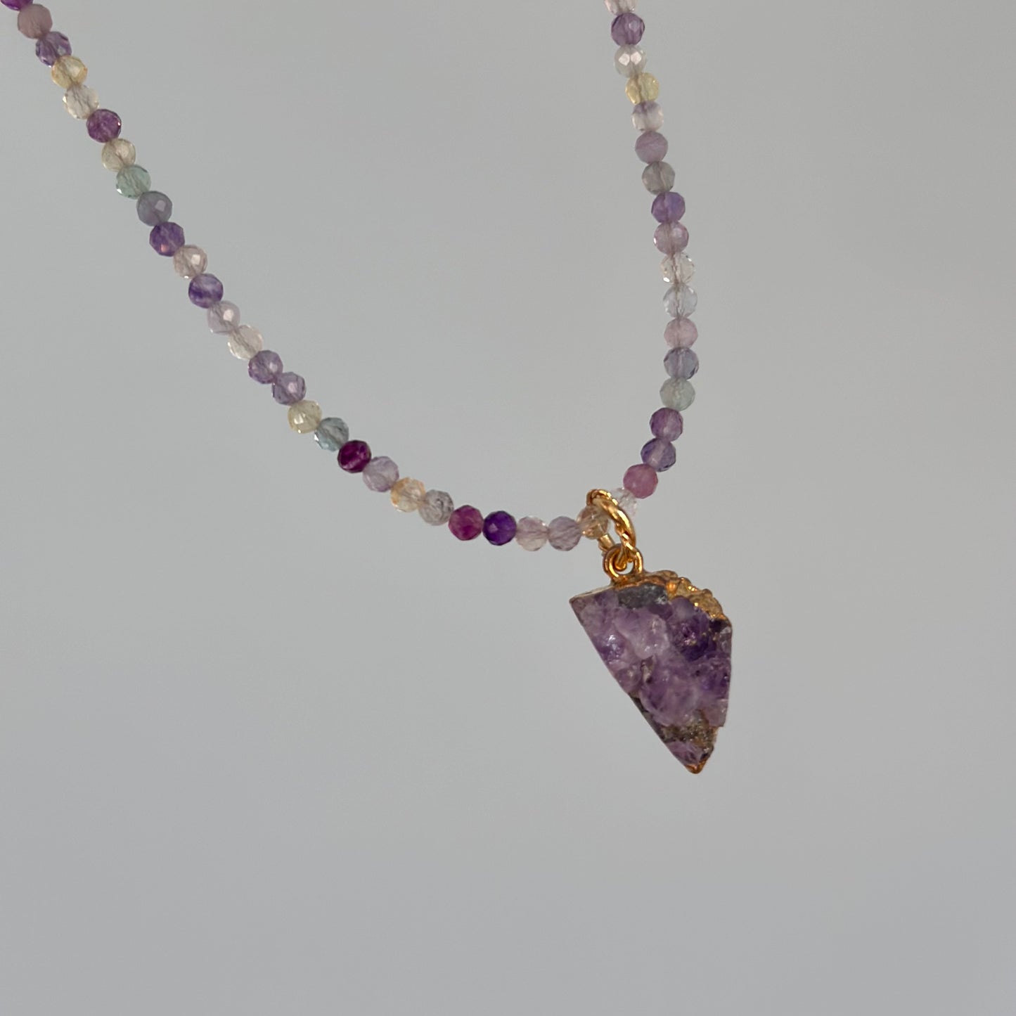 Fluorite Beaded Detachable Amethyst Beaded Necklace