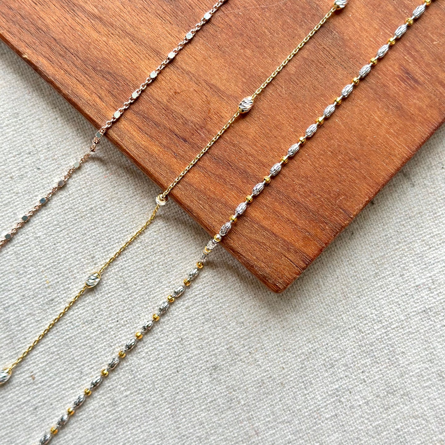 Two Tone Gold-plated Dotty Mixed Chain Sterling Silver Necklace