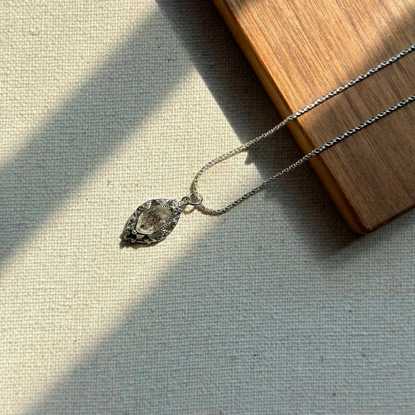 Herkimer Diamond Robe Chain Sterling Silver Necklace