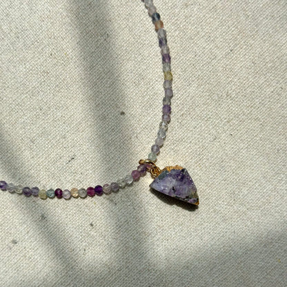 Fluorite Beaded Detachable Amethyst Beaded Necklace