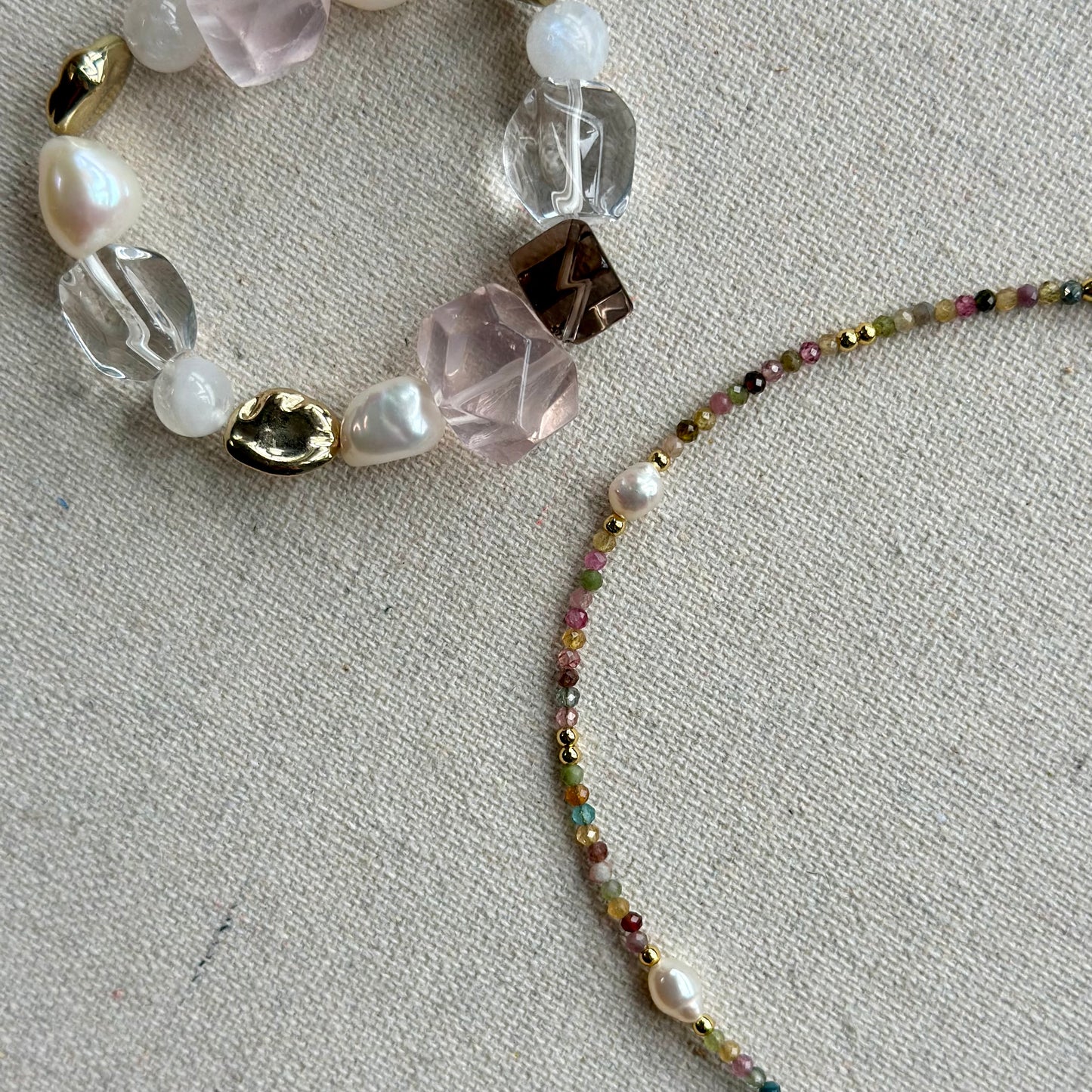 Tourmaline And Freshwater Pearl Beaded Bracelet