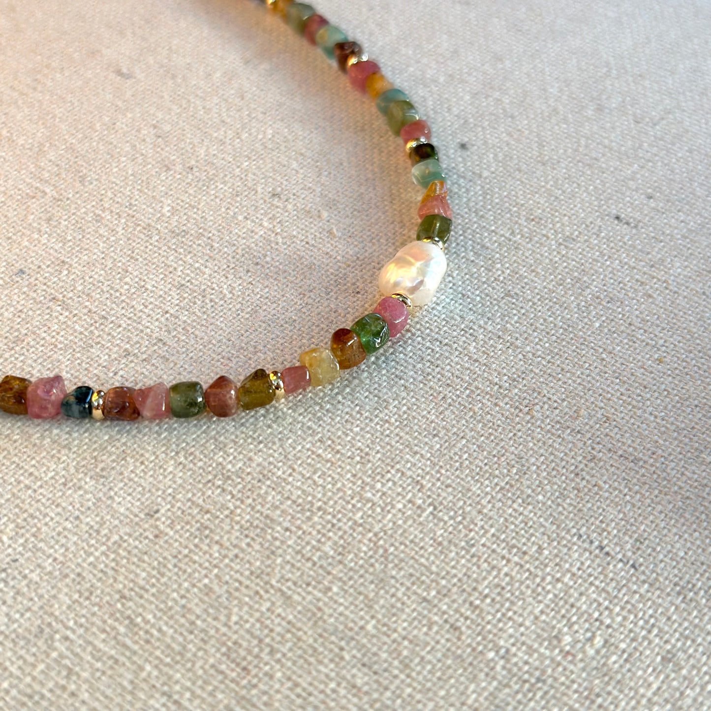 Tourmaline And Freshwater Pearl Beaded Bracelet