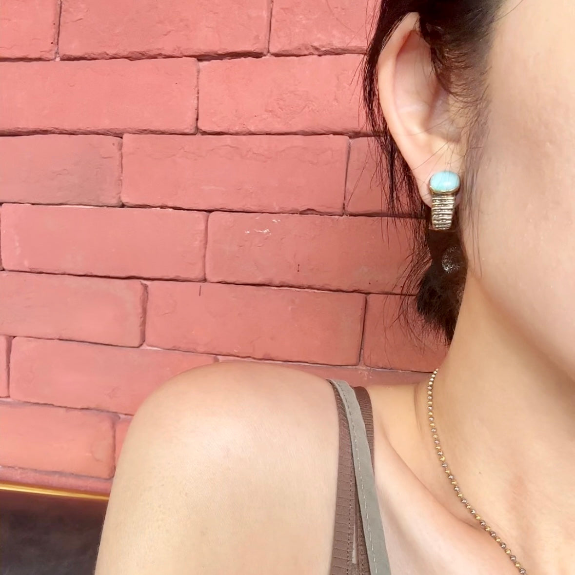 Larimar Two Tone Gold-plated Ear Hoop