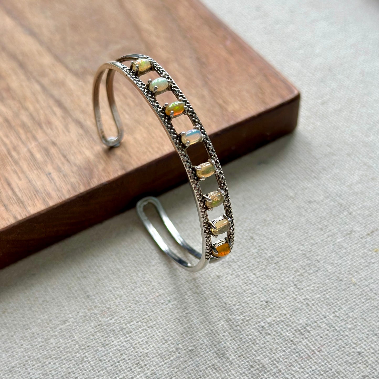 Opal Sterling Silver Bangle