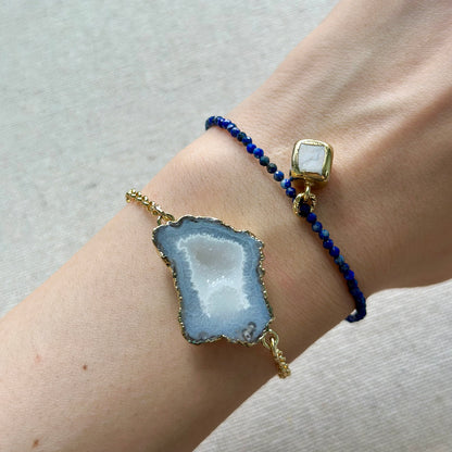 Lapis And Howlite Beaded Bracelet